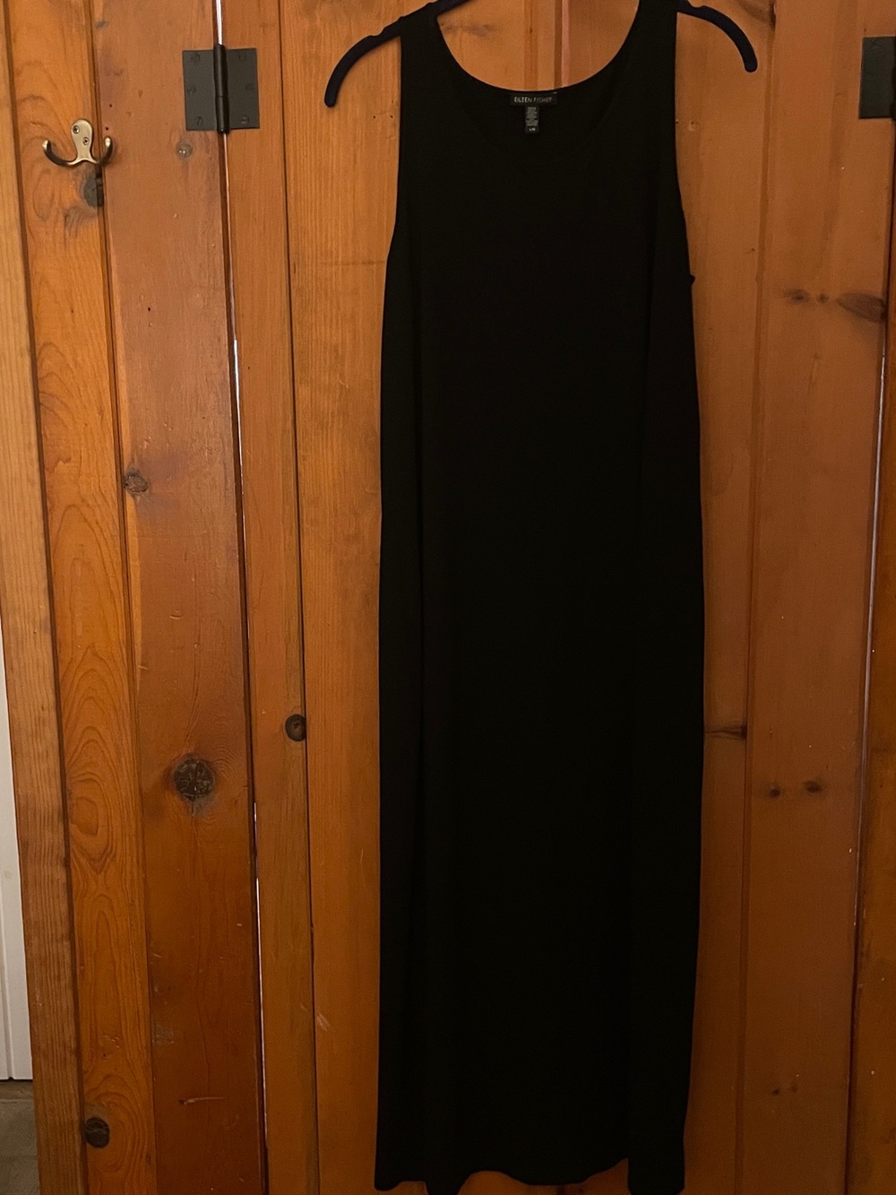 Eileen Fisher Black Viscose Jersey Tank Sleeveless Maxi Dress Stretch L